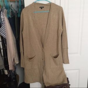 Longline Camel Button-up Sweater